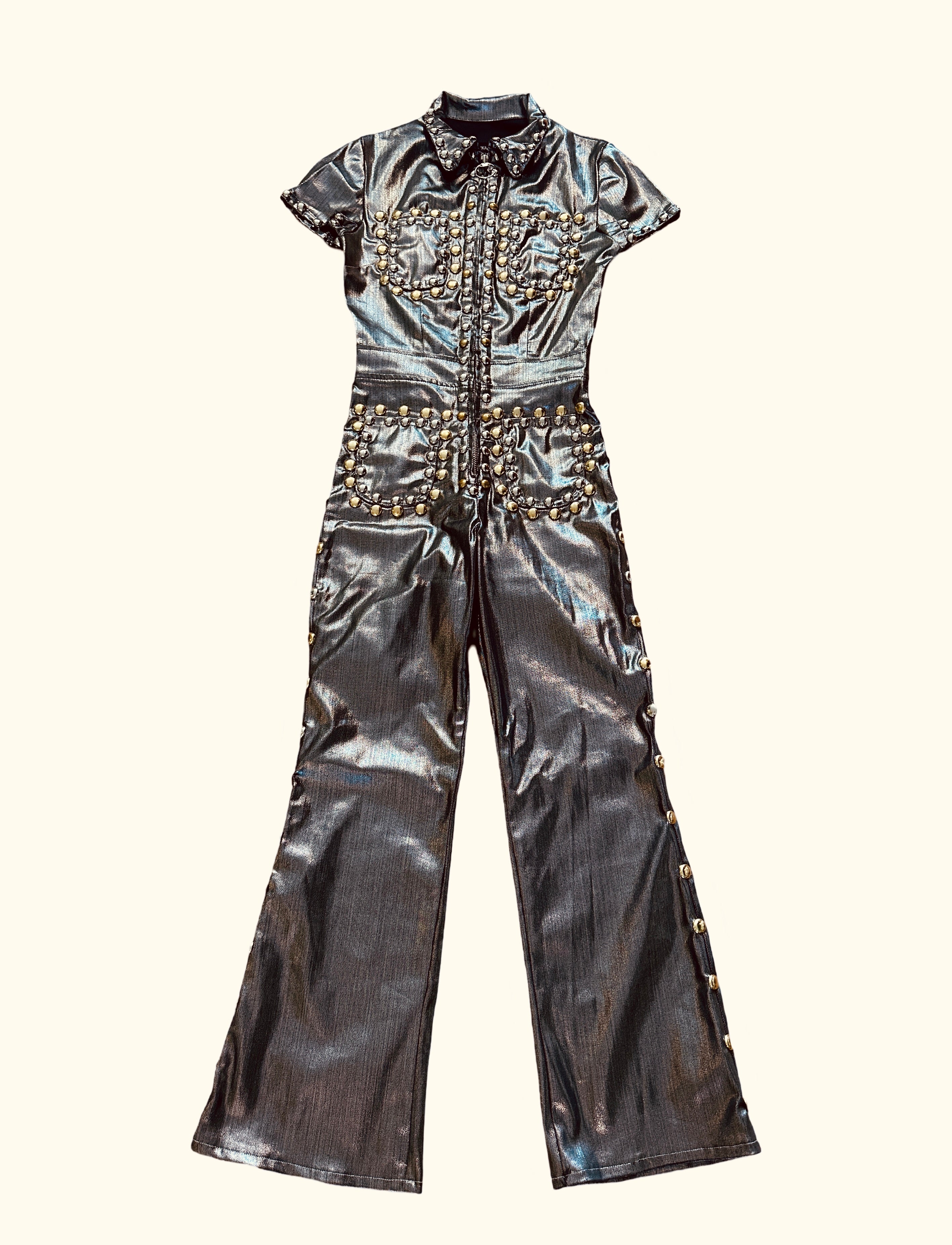 Silver two tone studded jumpsuit
