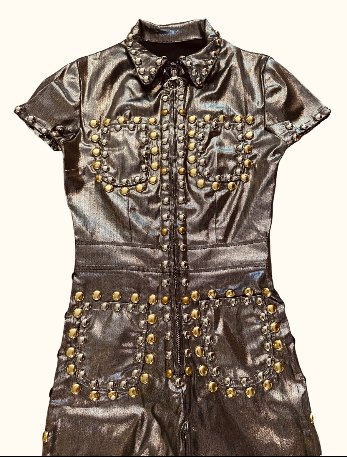 Silver two tone studded jumpsuit