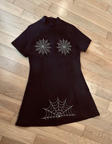 Spiderweb mini dress / Black